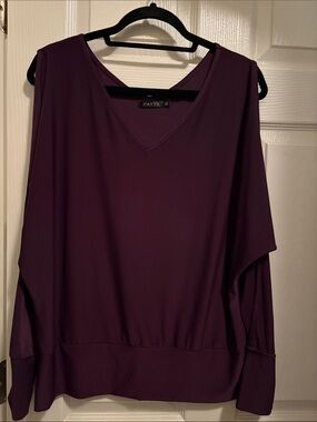 Women's Plum V-Neck Long Sleeve Top